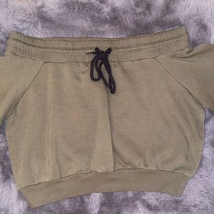 Olive Off Shoulder Sweatshirt